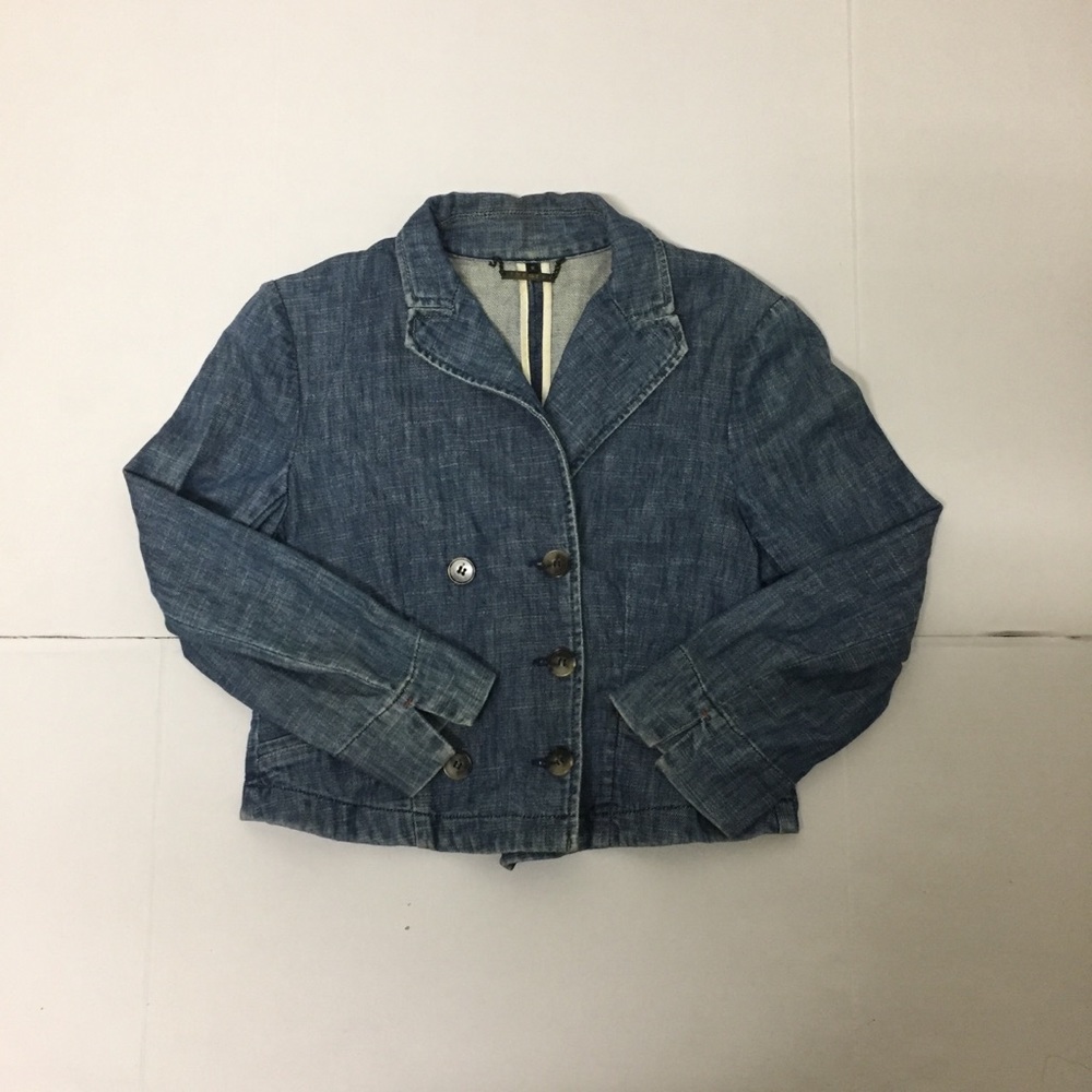 Women theory denim jacket size m blue